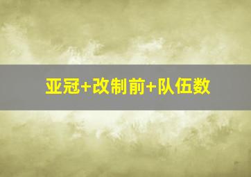 亚冠 改制前 队伍数